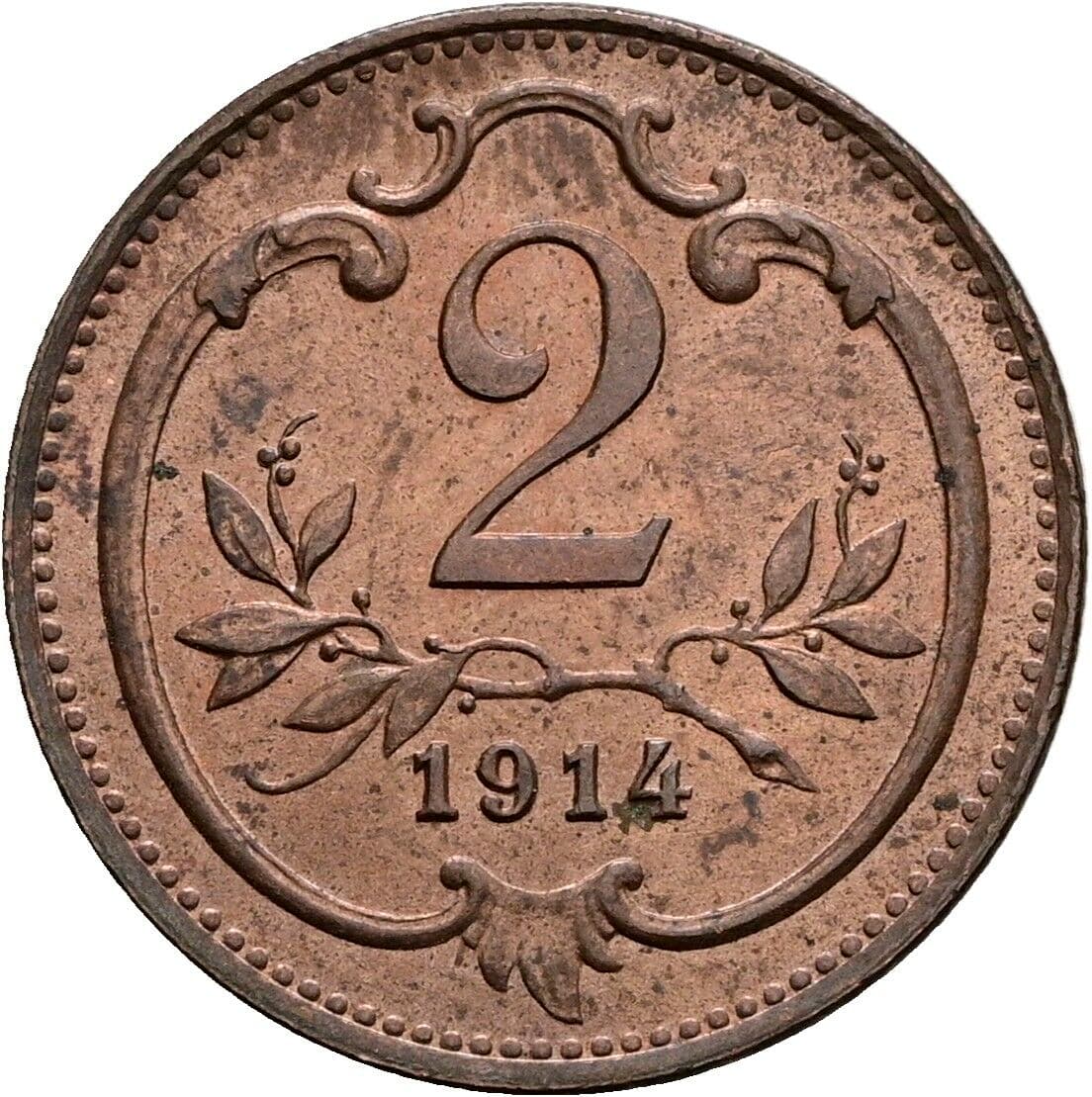 2 Heller Franz Joseph I. 1848-1916 1914 – Vorderseite