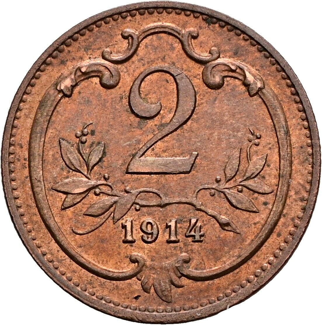 2 Heller Franz Joseph I. 1848-1916 1914 – Vorderseite