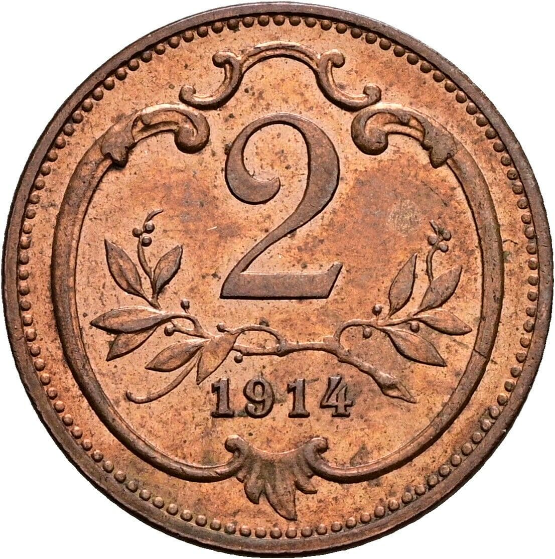 2 Heller Franz Joseph I. 1848-1916 1914 – Vorderseite
