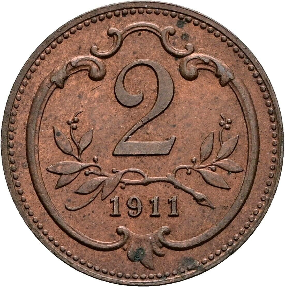 2 Heller Franz Joseph I. 1848-1916 1911 – Vorderseite