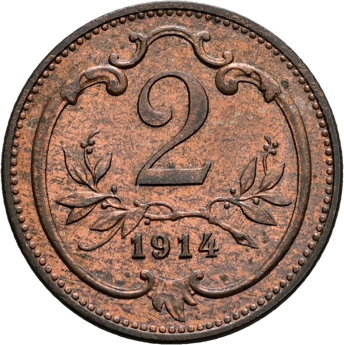 2 Heller Franz Joseph I. 1848-1916 1914 – Vorderseite