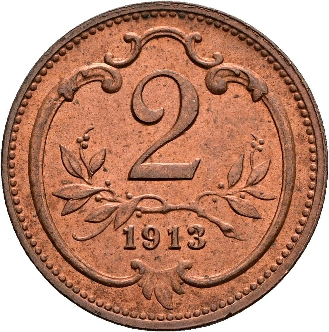 2 Heller Franz Joseph I. 1848-1916 1913 – Vorderseite