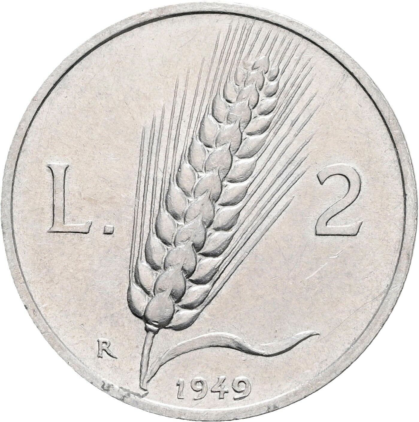 2 Lire 1949 – Rückseite