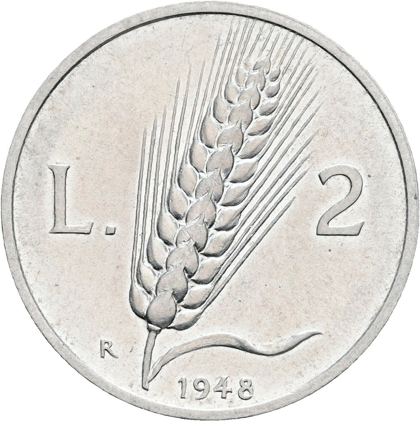 2 Lire 1948 – Rückseite