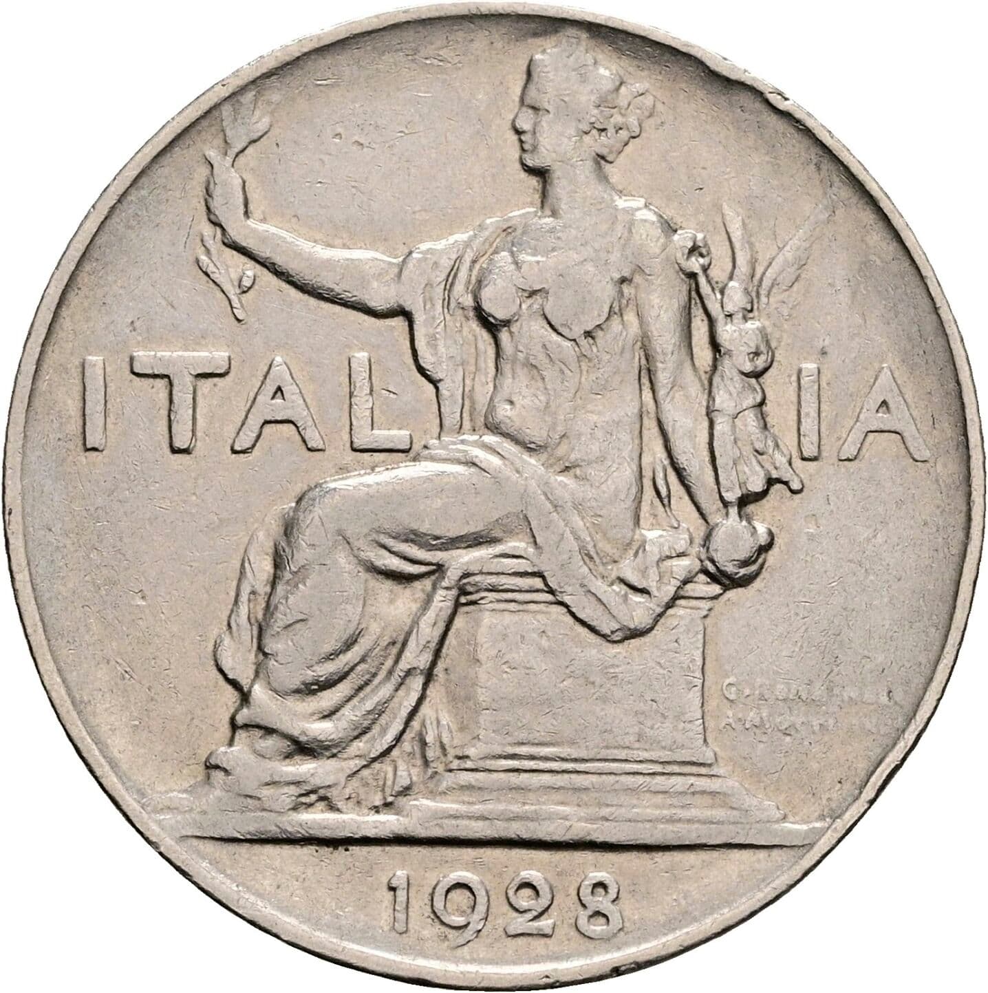 1 Lira Vittorio Emanuele III. 1900-1946 1928 – Rückseite