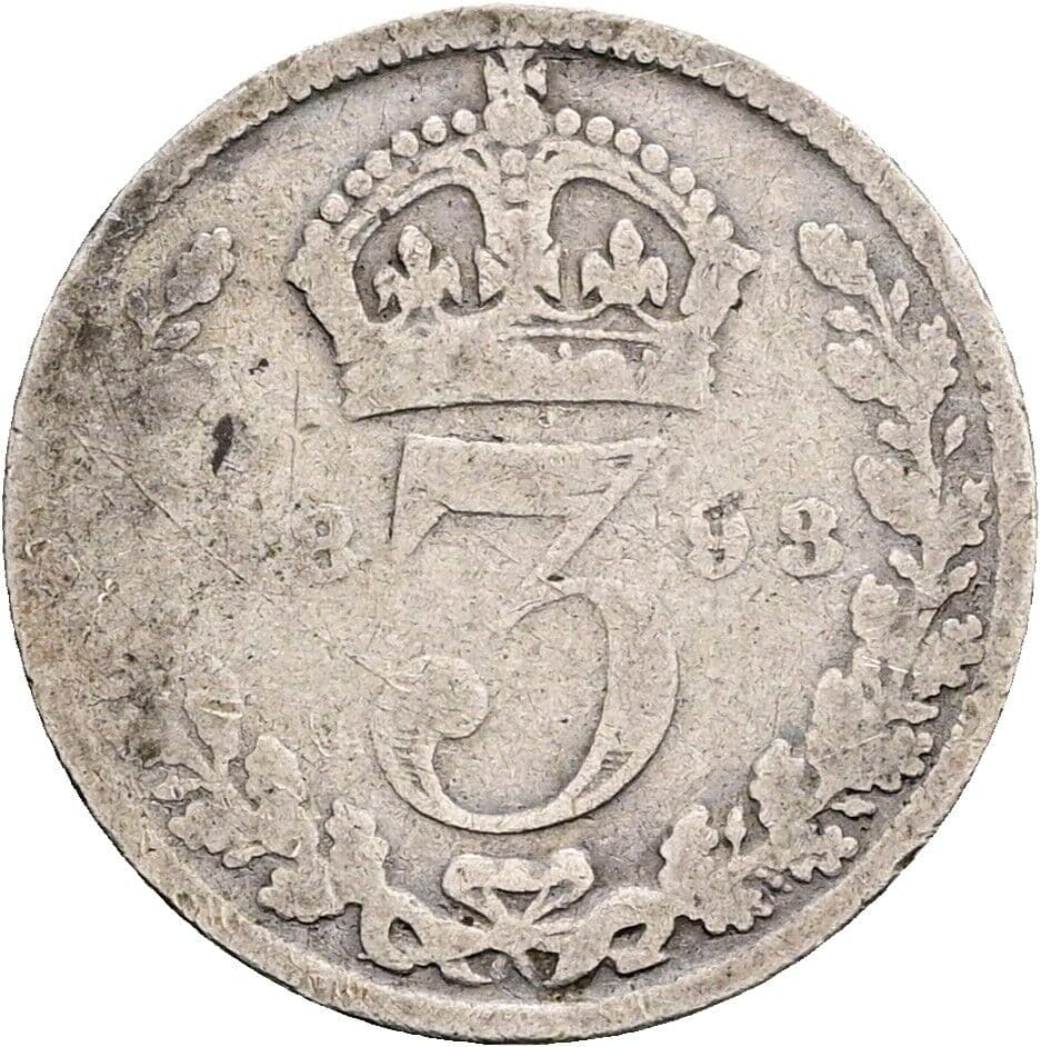 3 Pence Victoria 1837-1901 1893 – Rückseite