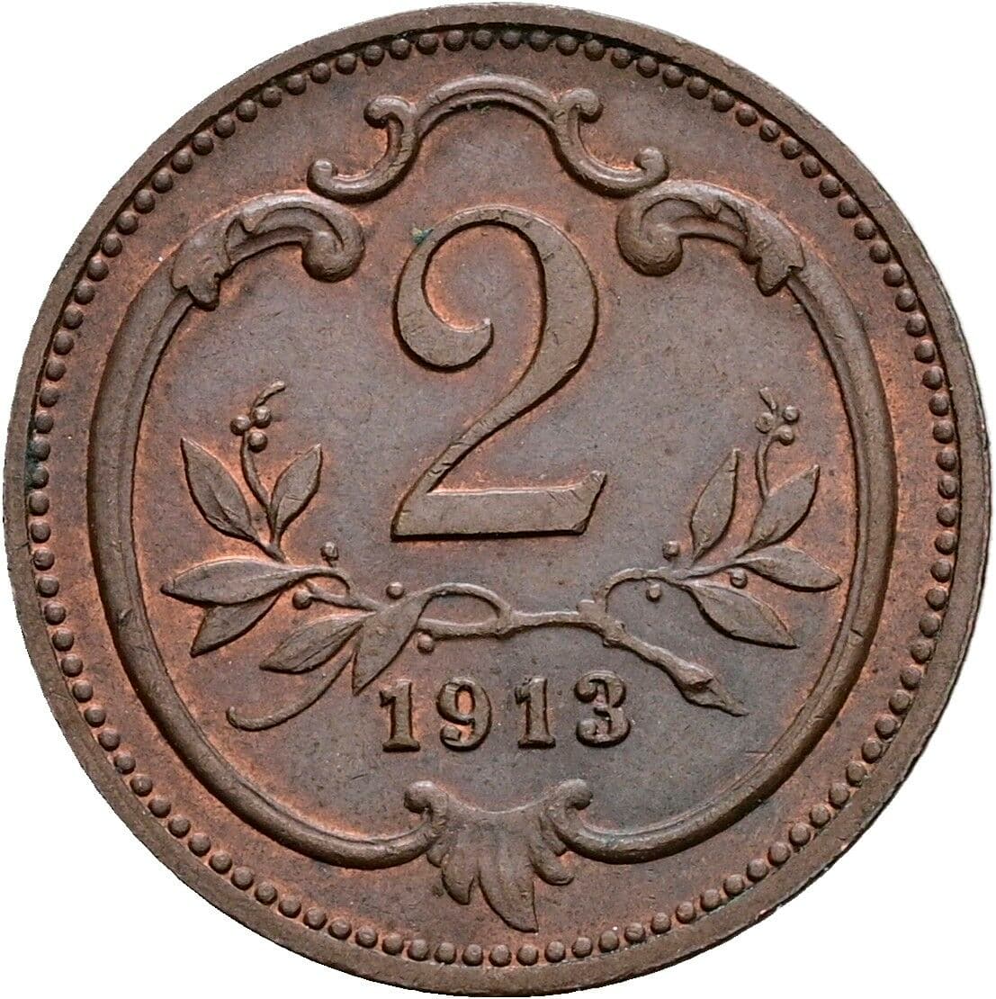 2 Heller Franz Joseph I. 1848-1916 1913 – Vorderseite