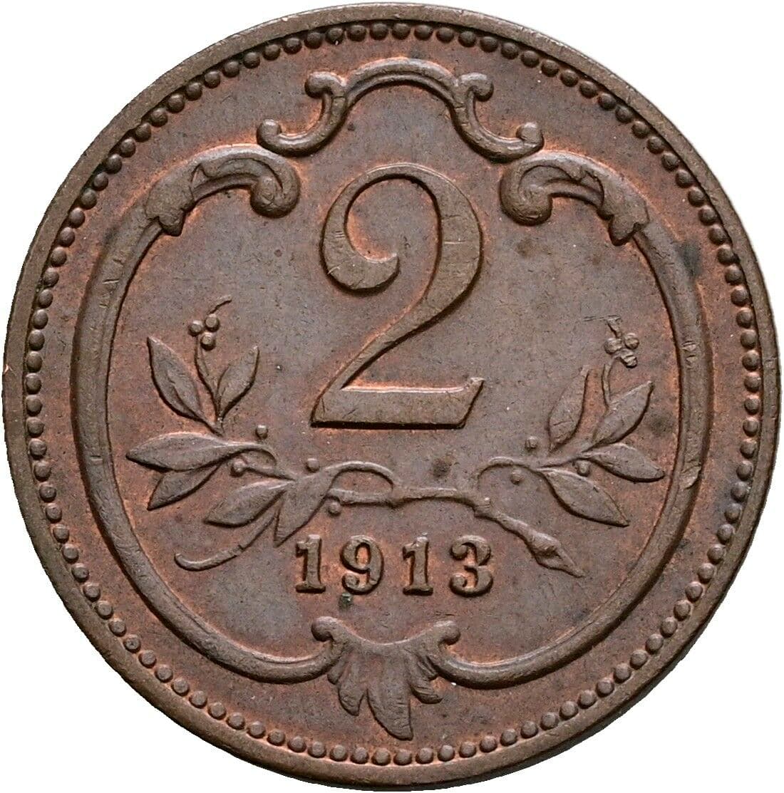 2 Heller Franz Joseph I. 1848-1916 1913 – Vorderseite