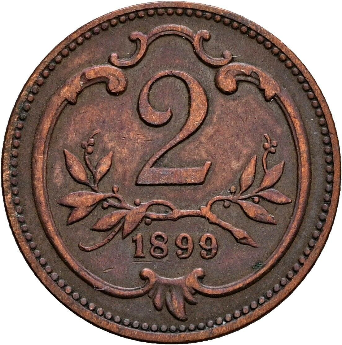 2 Heller Franz Joseph I. 1848-1916 1899 – Vorderseite