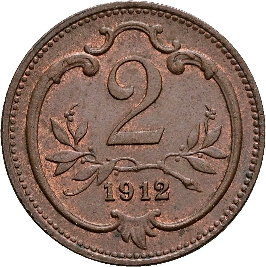 2 Heller Franz Joseph I. 1848-1916 1912 – Vorderseite