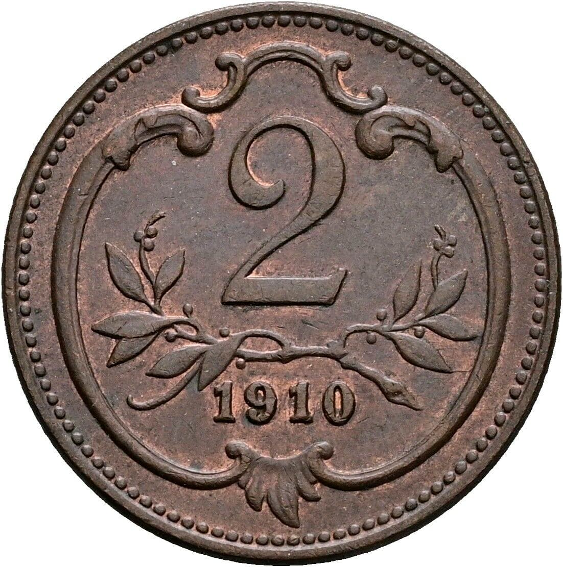 2 Heller Franz Joseph I. 1848-1916 1910 – Vorderseite