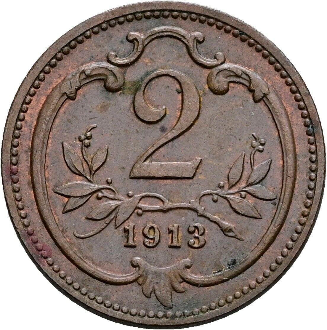 2 Heller Franz Joseph I. 1848-1916 1913 – Vorderseite