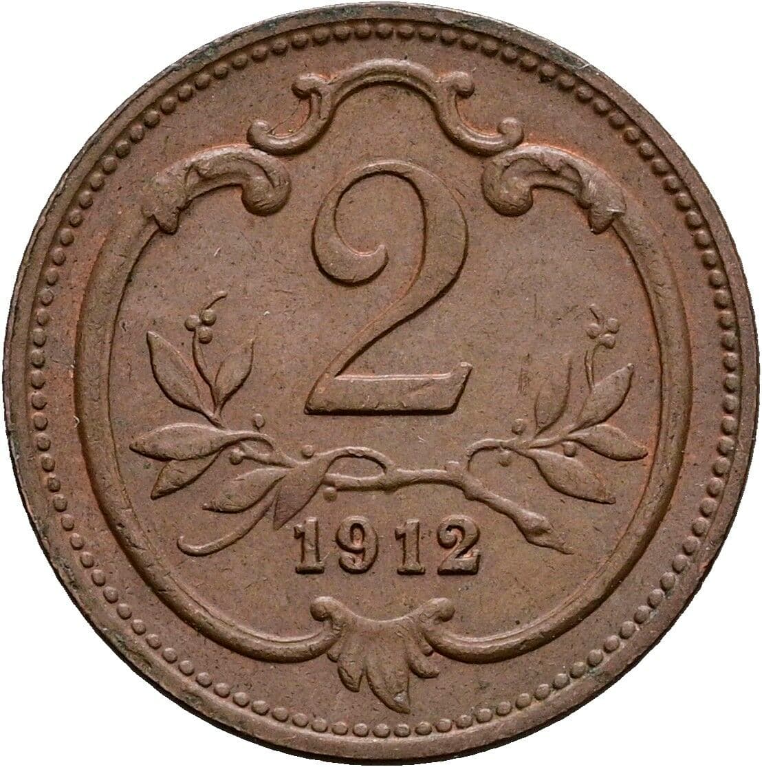 2 Heller Franz Joseph I. 1848-1916 1912 – Vorderseite