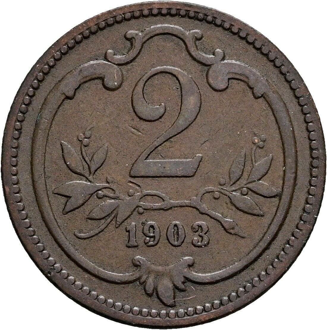 2 Heller Franz Joseph I. 1848-1916 1903 – Vorderseite