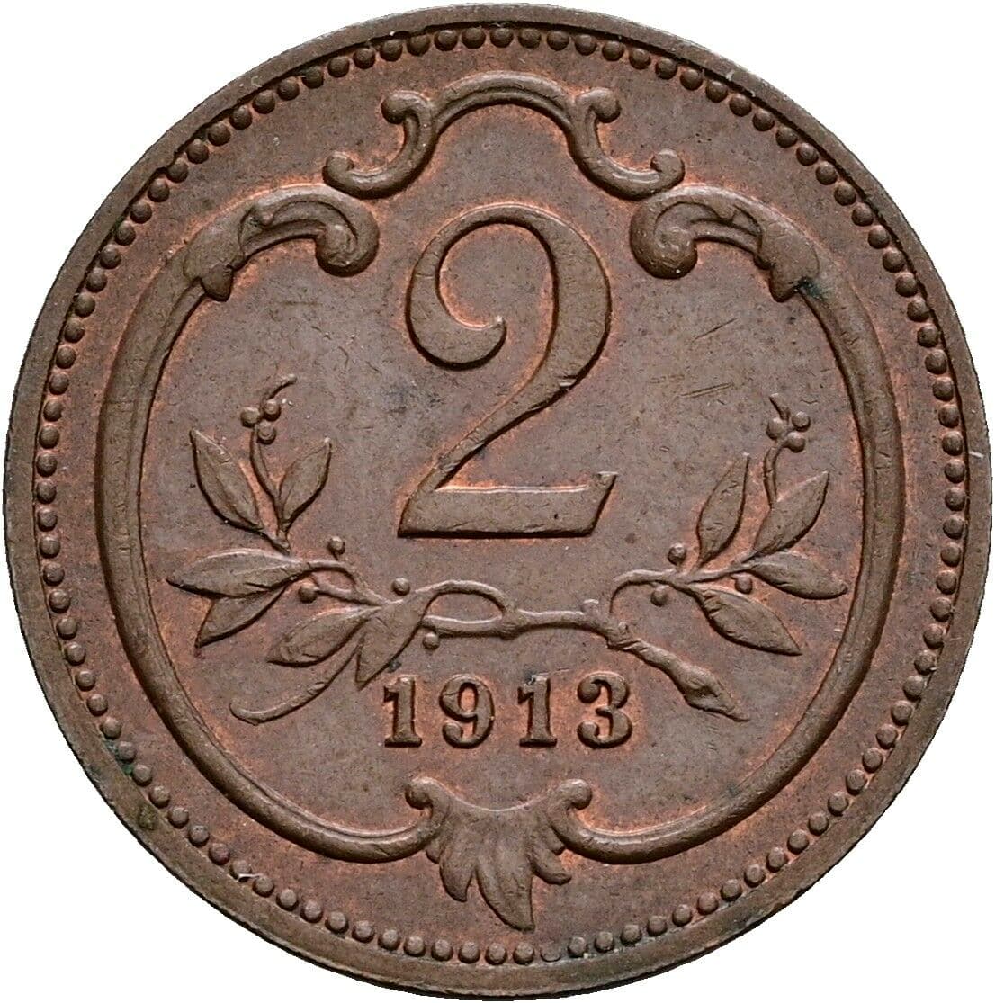 2 Heller Franz Joseph I. 1848-1916 1913 – Vorderseite