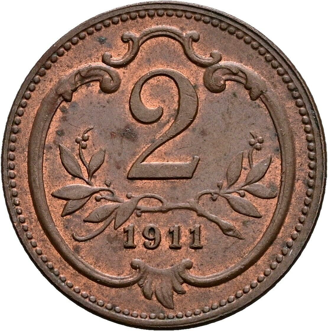 2 Heller Franz Joseph I. 1848-1916 1911 – Vorderseite