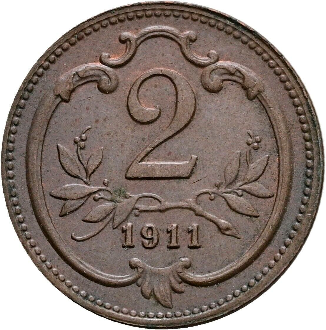 2 Heller Franz Joseph I. 1848-1916 1911 – Vorderseite