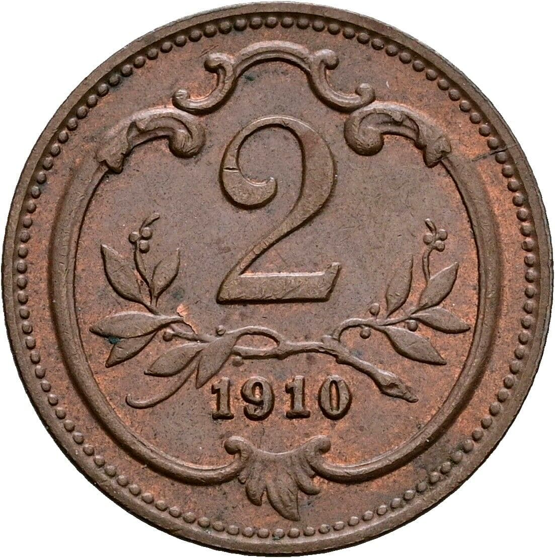 2 Heller Franz Joseph I. 1848-1916 1910 – Vorderseite