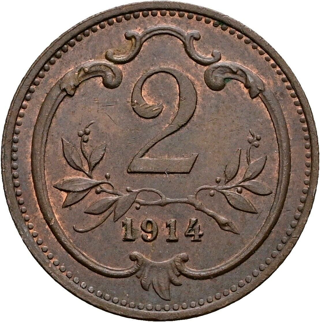 2 Heller Franz Joseph I. 1848-1916 1914 – Vorderseite