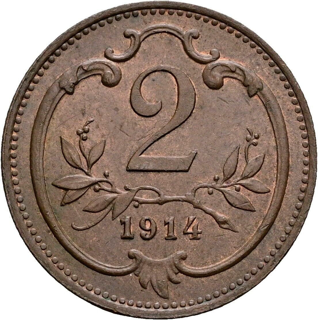 2 Heller Franz Joseph I. 1848-1916 1914 – Vorderseite
