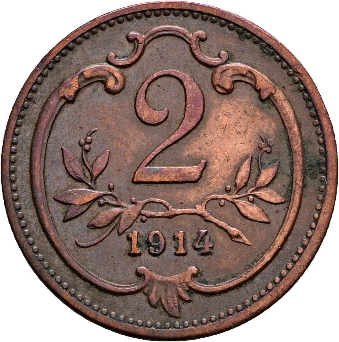 2 Heller Franz Joseph I. 1848-1916 1914 – Vorderseite
