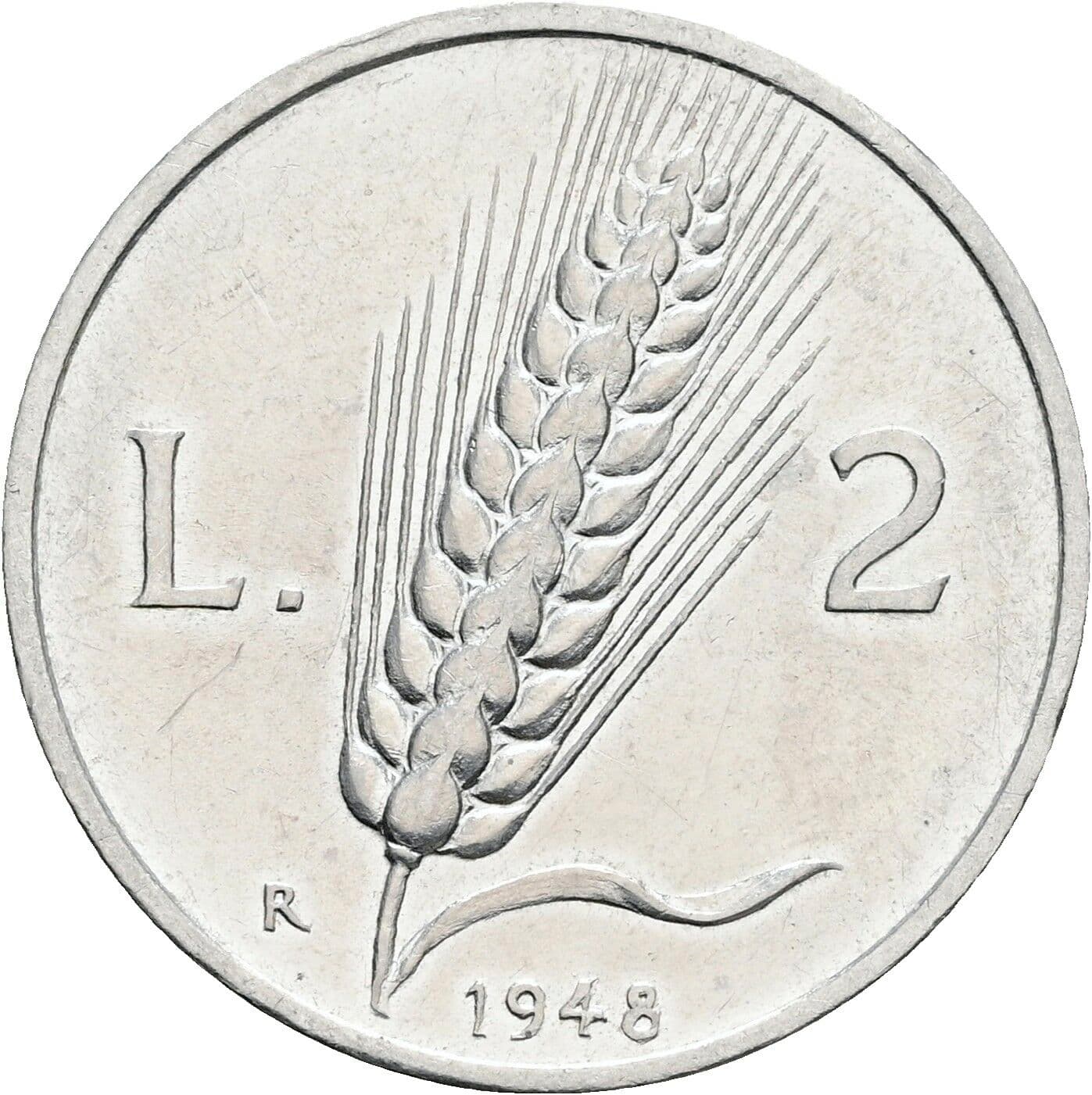 2 Lire 1948 – Rückseite