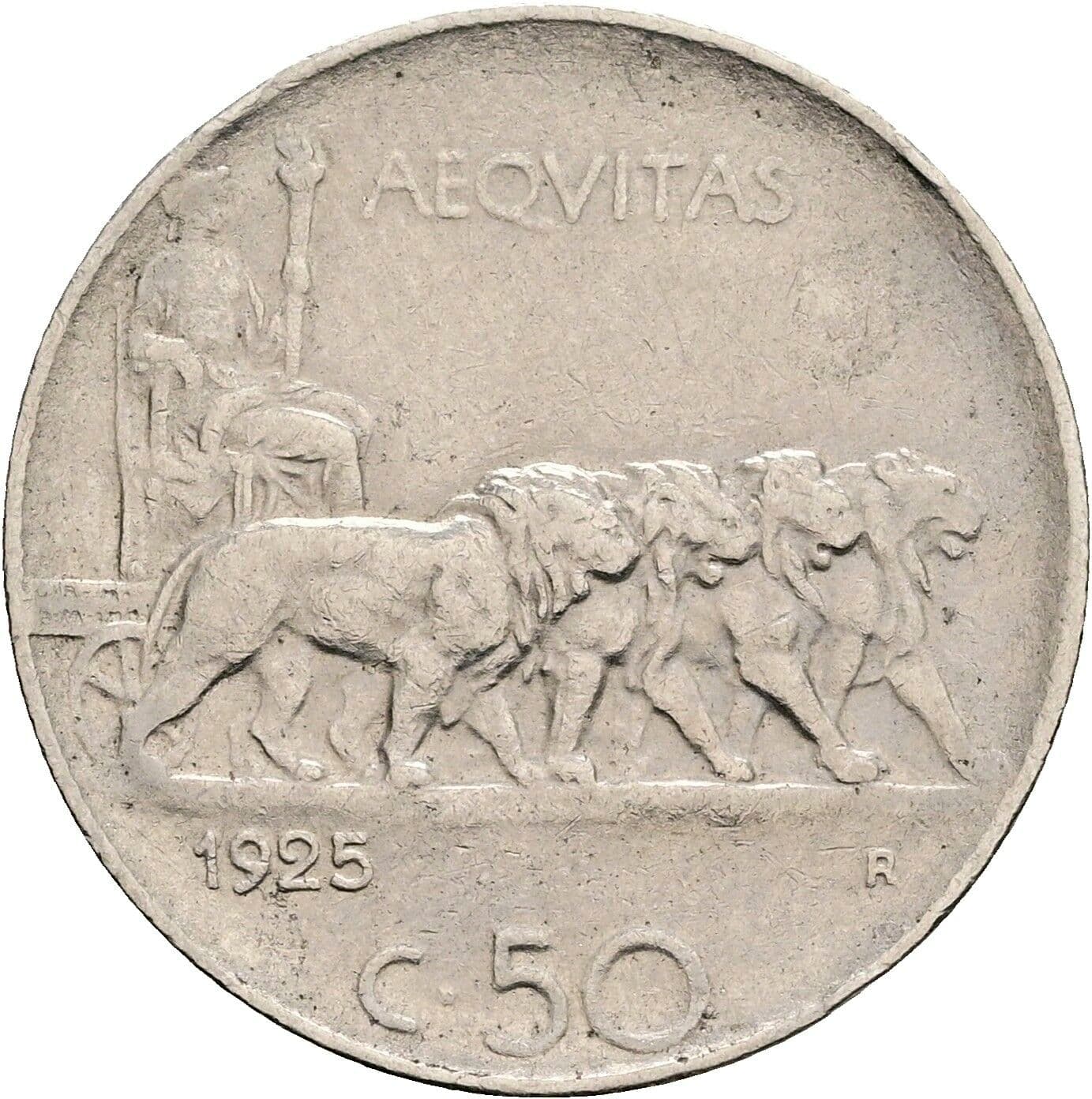 50 Centesimi Vittorio Emanuele III. 1900-1946 1925 – Rückseite