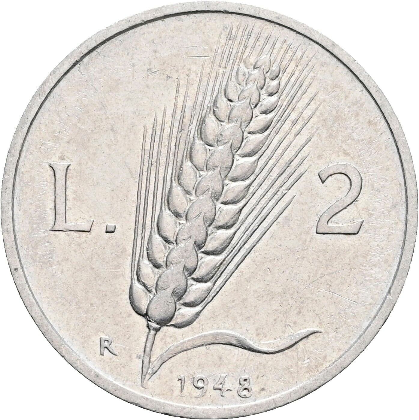 2 Lire 1948 – Rückseite