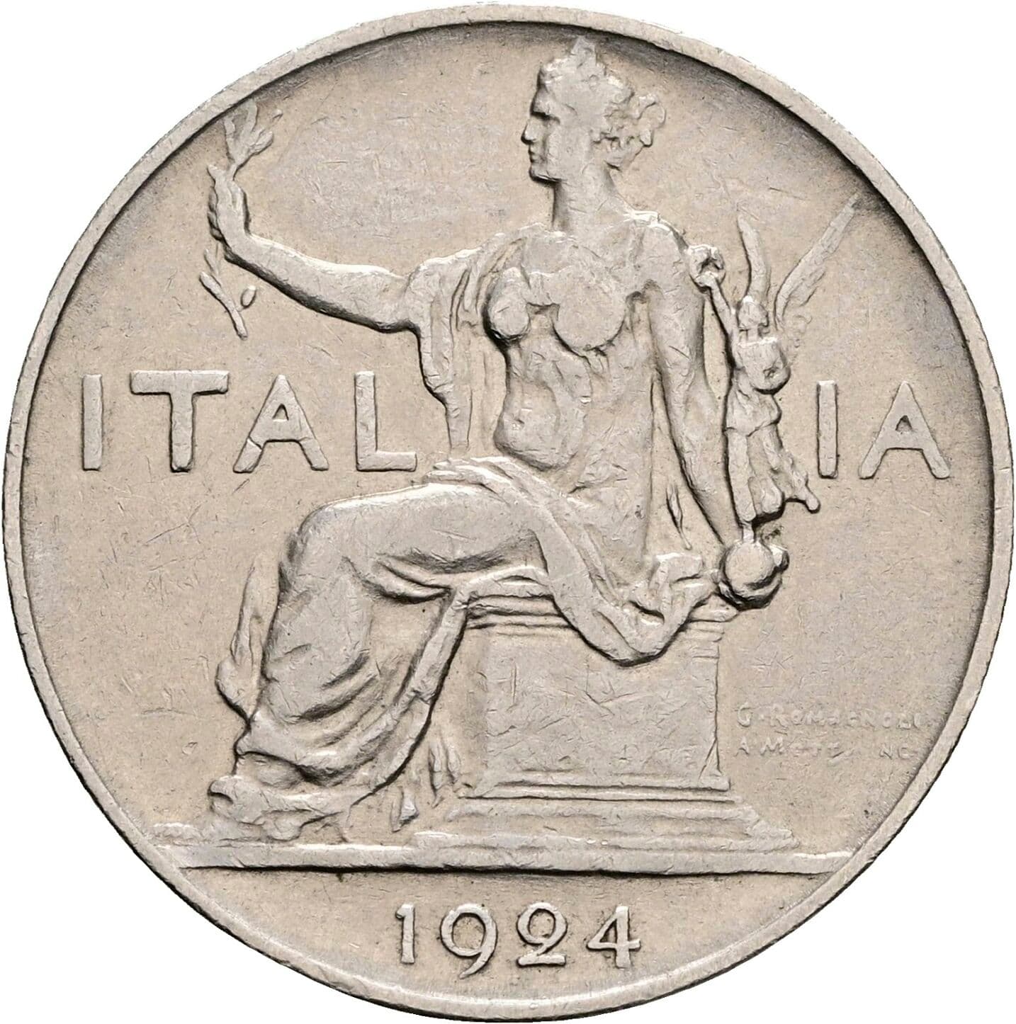 1 Lira Vittorio Emanuele III. 1900-1946 1924 – Rückseite