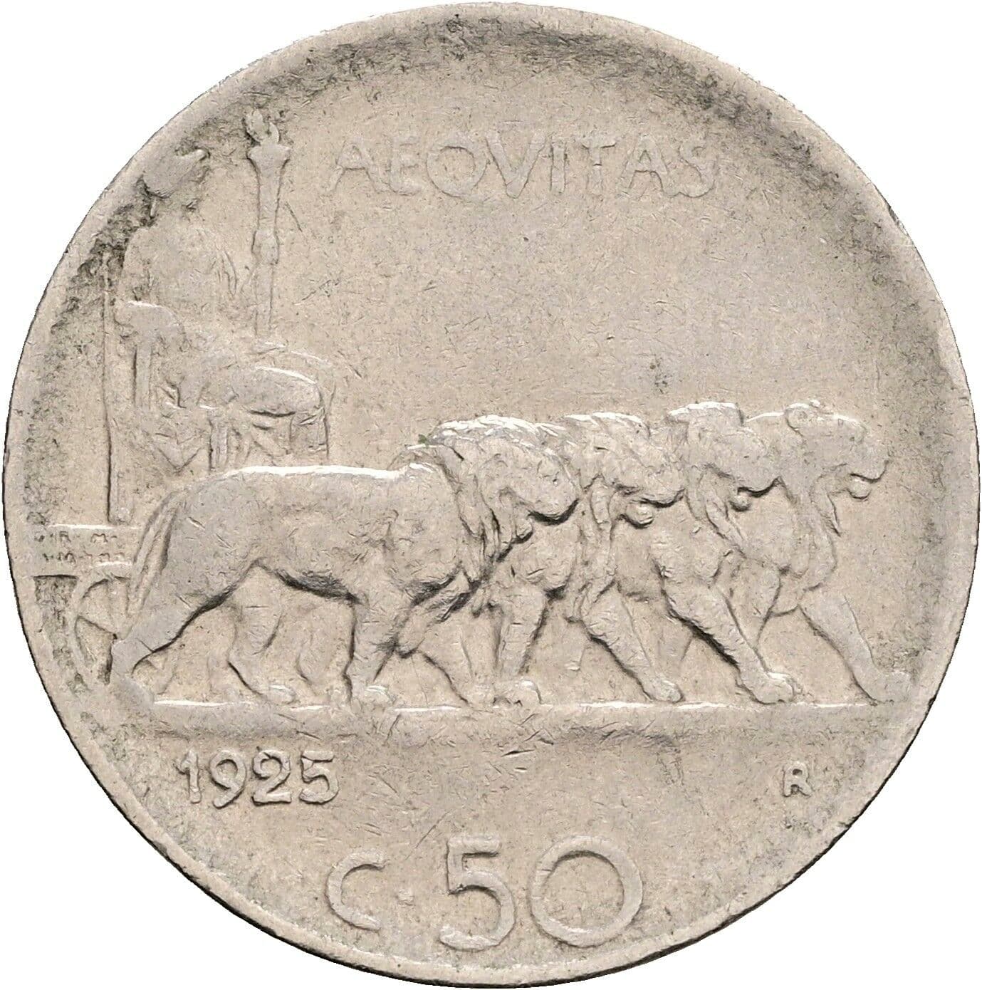 50 Centesimi Vittorio Emanuele III. 1900-1946 1925 – Rückseite