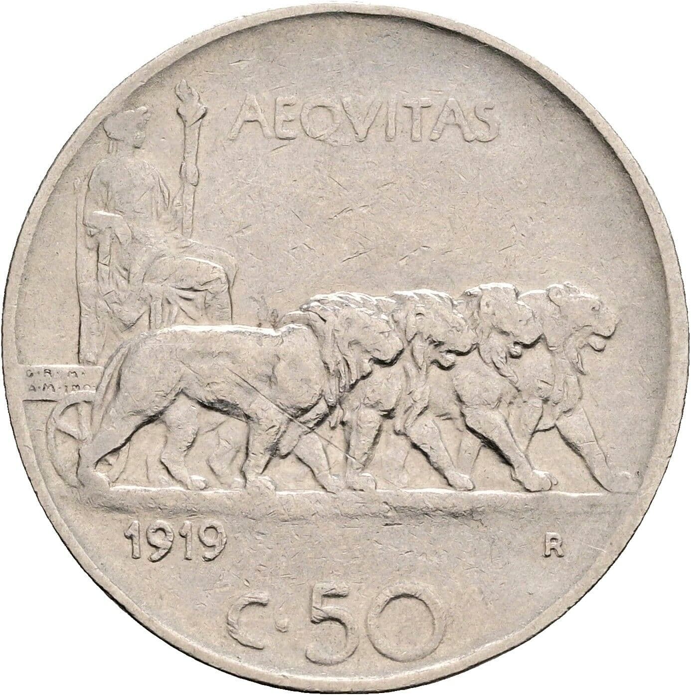 50 Centesimi Vittorio Emanuele III. 1900-1946 1919 – Rückseite