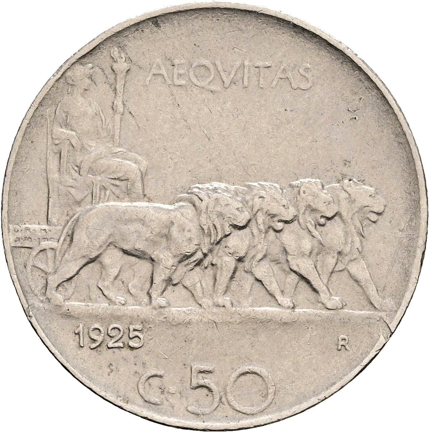 50 Centesimi Vittorio Emanuele III. 1900-1946 1925 – Rückseite