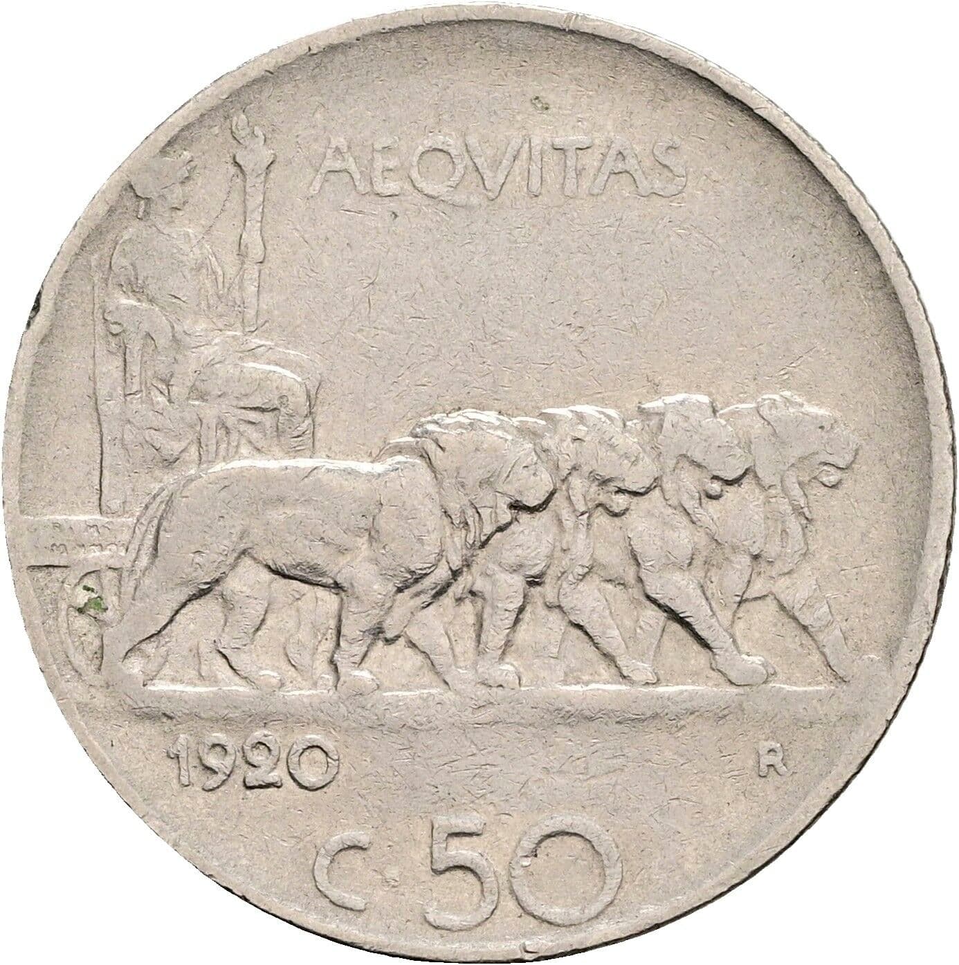 50 Centesimi Vittorio Emanuele III. 1900-1946 1920 – Rückseite