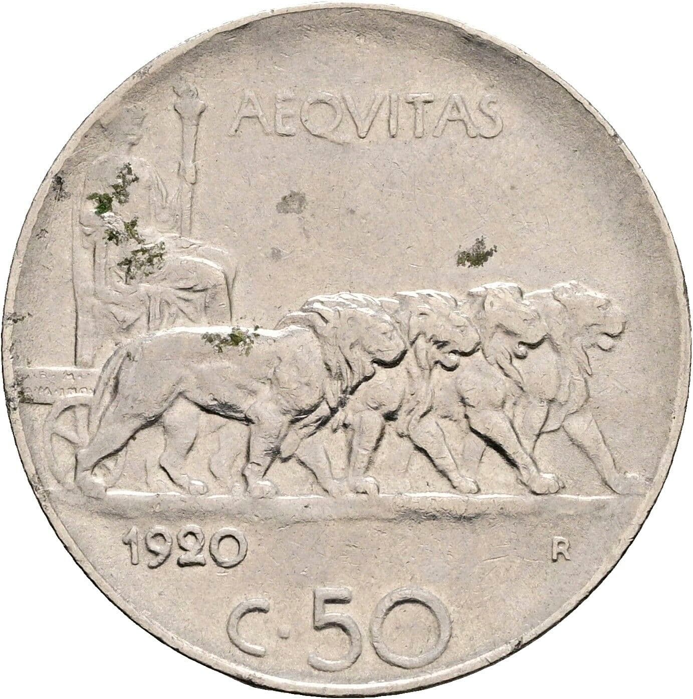 50 Centesimi Vittorio Emanuele III. 1900-1946 1920 – Rückseite
