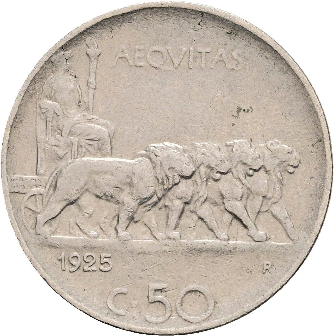 50 Centesimi Vittorio Emanuele III. 1900-1946 1925 – Rückseite