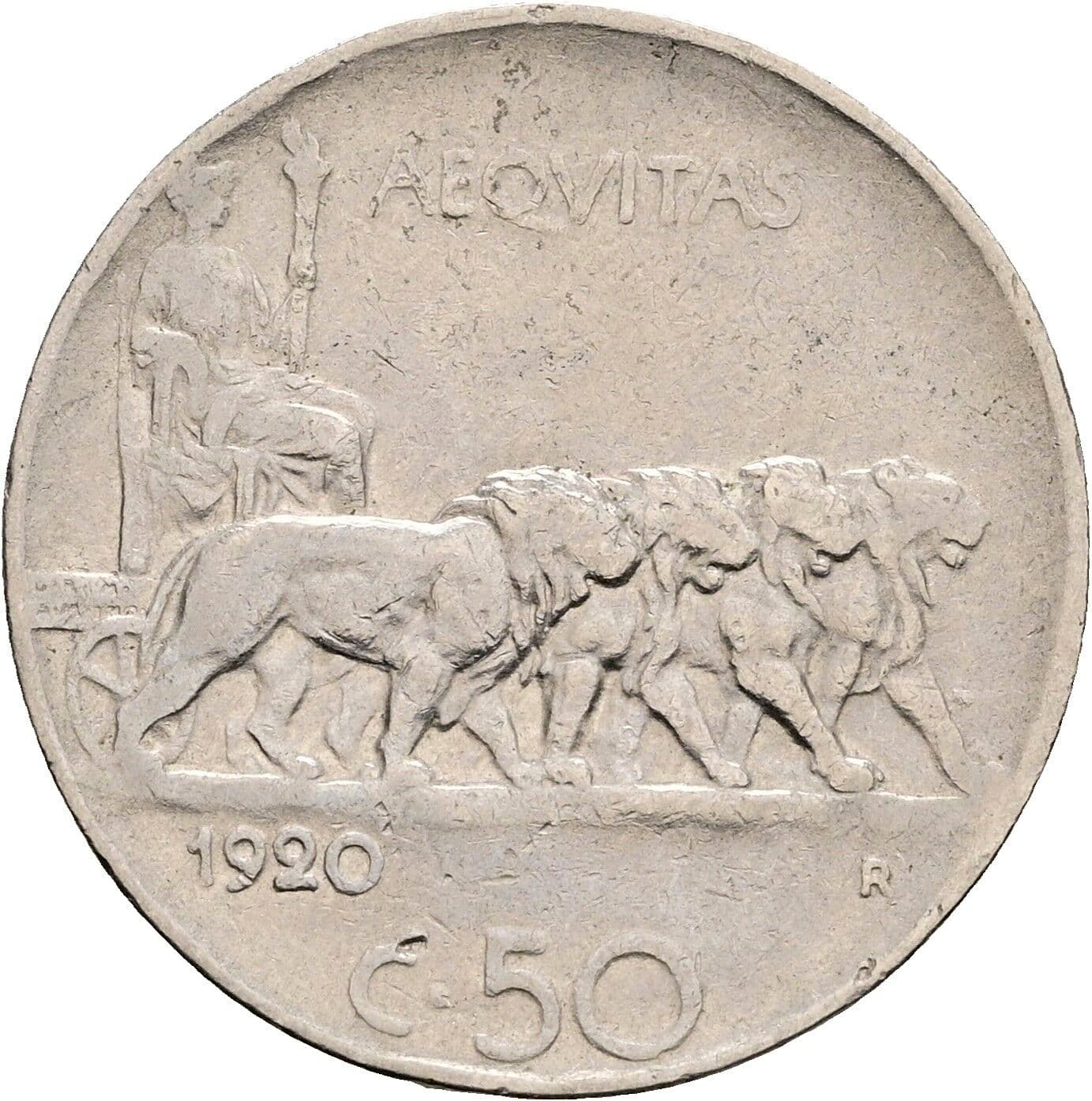 50 Centesimi Vittorio Emanuele III. 1900-1946 1920 – Rückseite