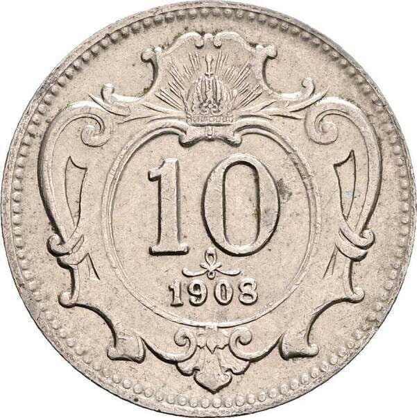 10 Heller Franz Joseph I. 1848-1916 1908 – Vorderseite