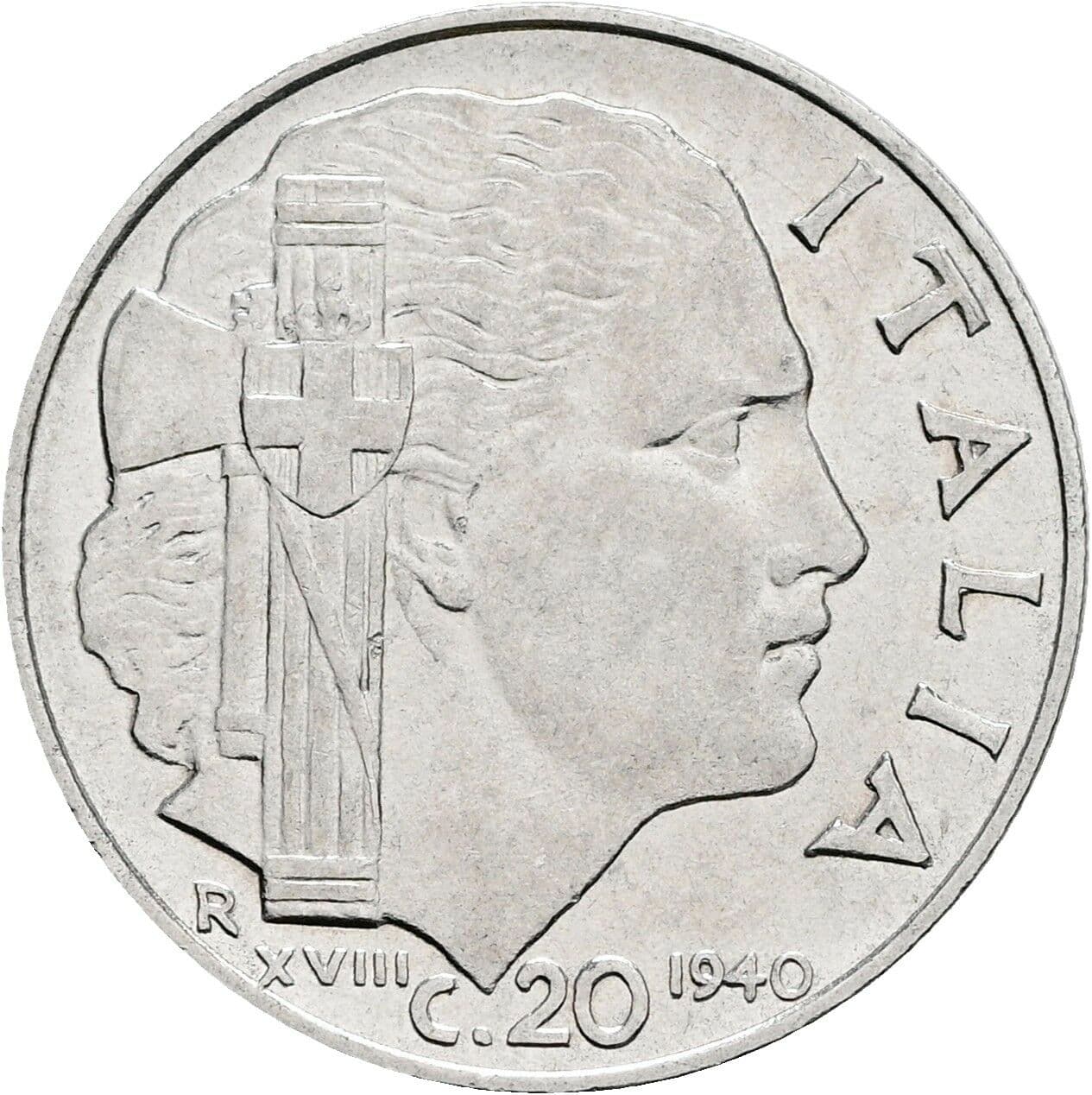 20 Centesimi Vittorio Emanuele III. 1900-1946 1940 – Vorderseite