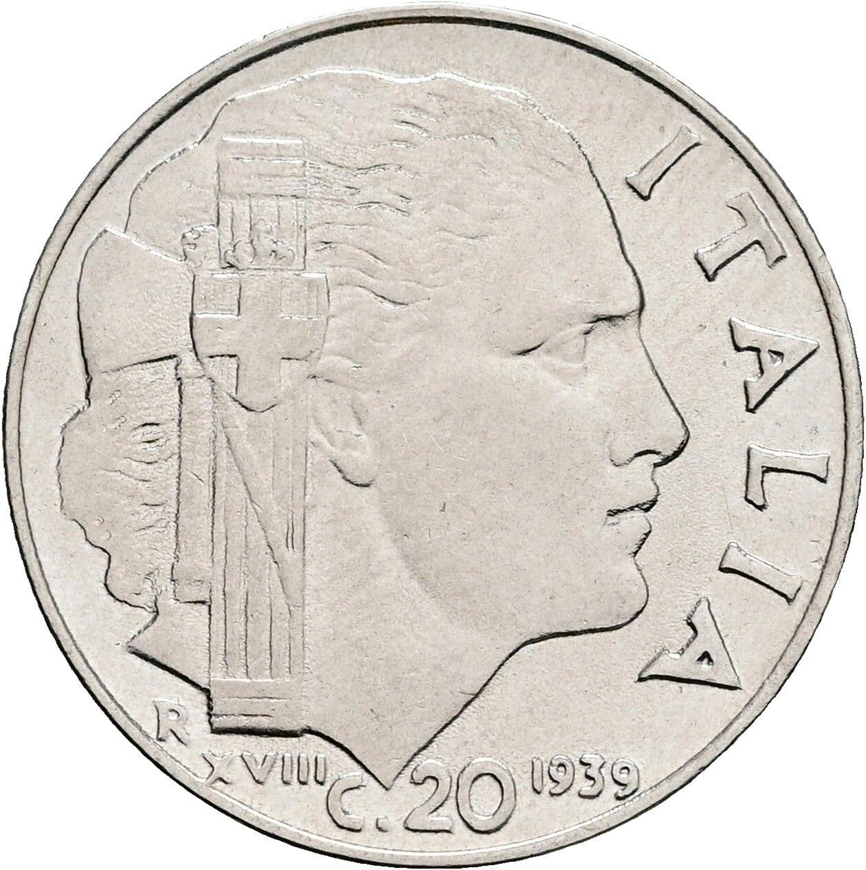20 Centesimi Vittorio Emanuele III. 1900-1946 1939 – Rückseite