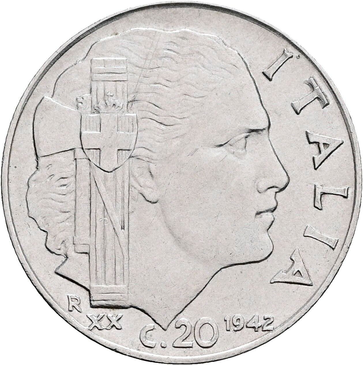 20 Centesimi Vittorio Emanuele III. 1900-1946 1942 – Rückseite
