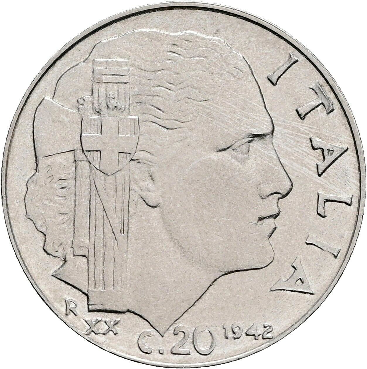 20 Centesimi Vittorio Emanuele III. 1900-1946 1942 – Rückseite