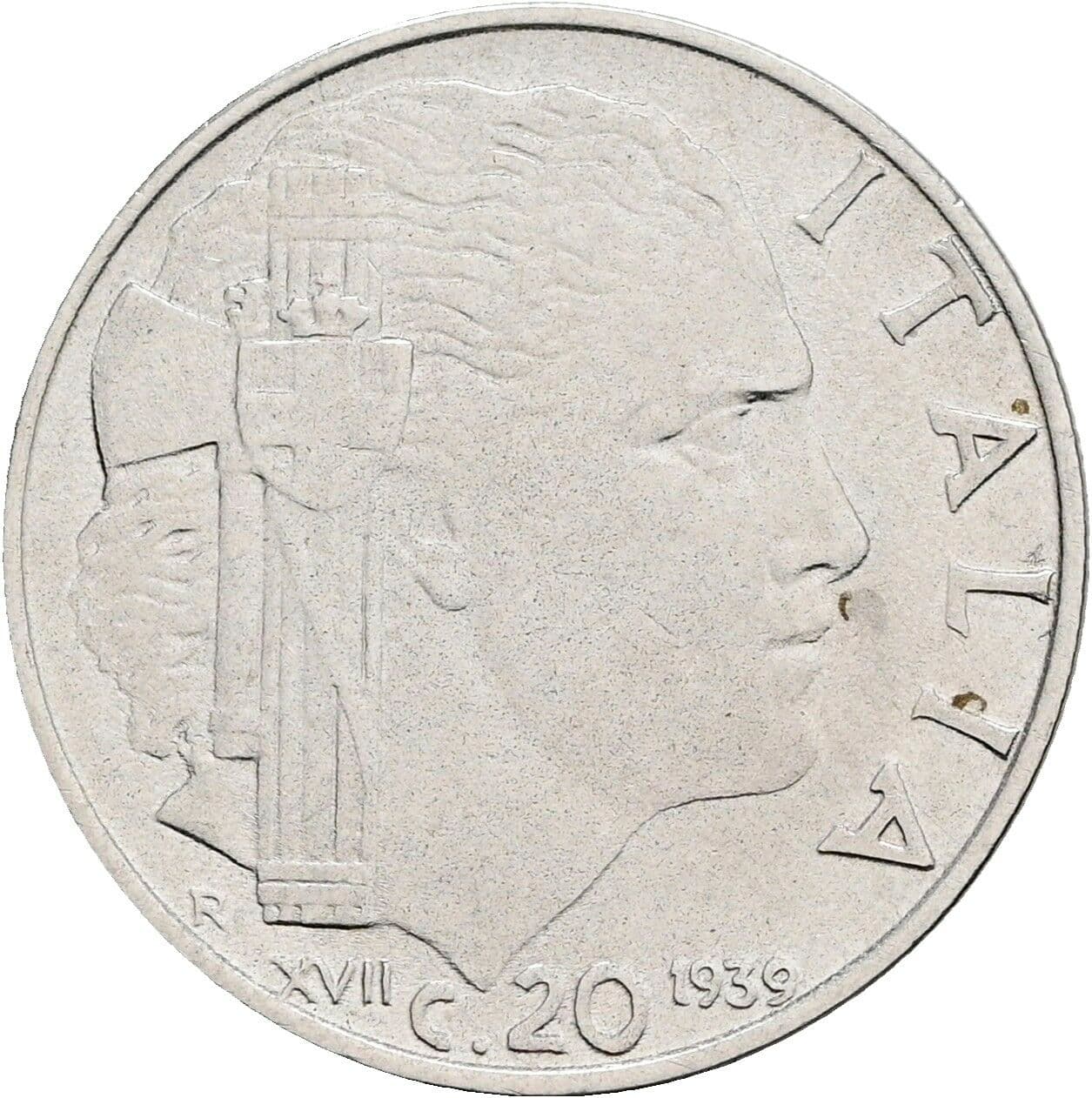 20 Centesimi Vittorio Emanuele III. 1900-1946 1939 – Rückseite