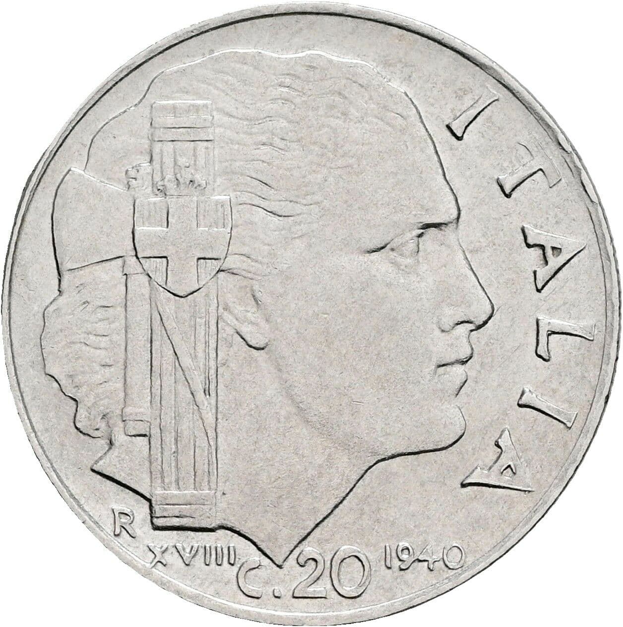 20 Centesimi Vittorio Emanuele III. 1900-1946 1940 – Rückseite
