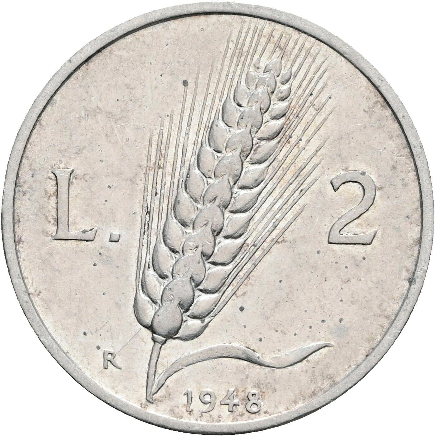 2 Lire 1948 – Rückseite