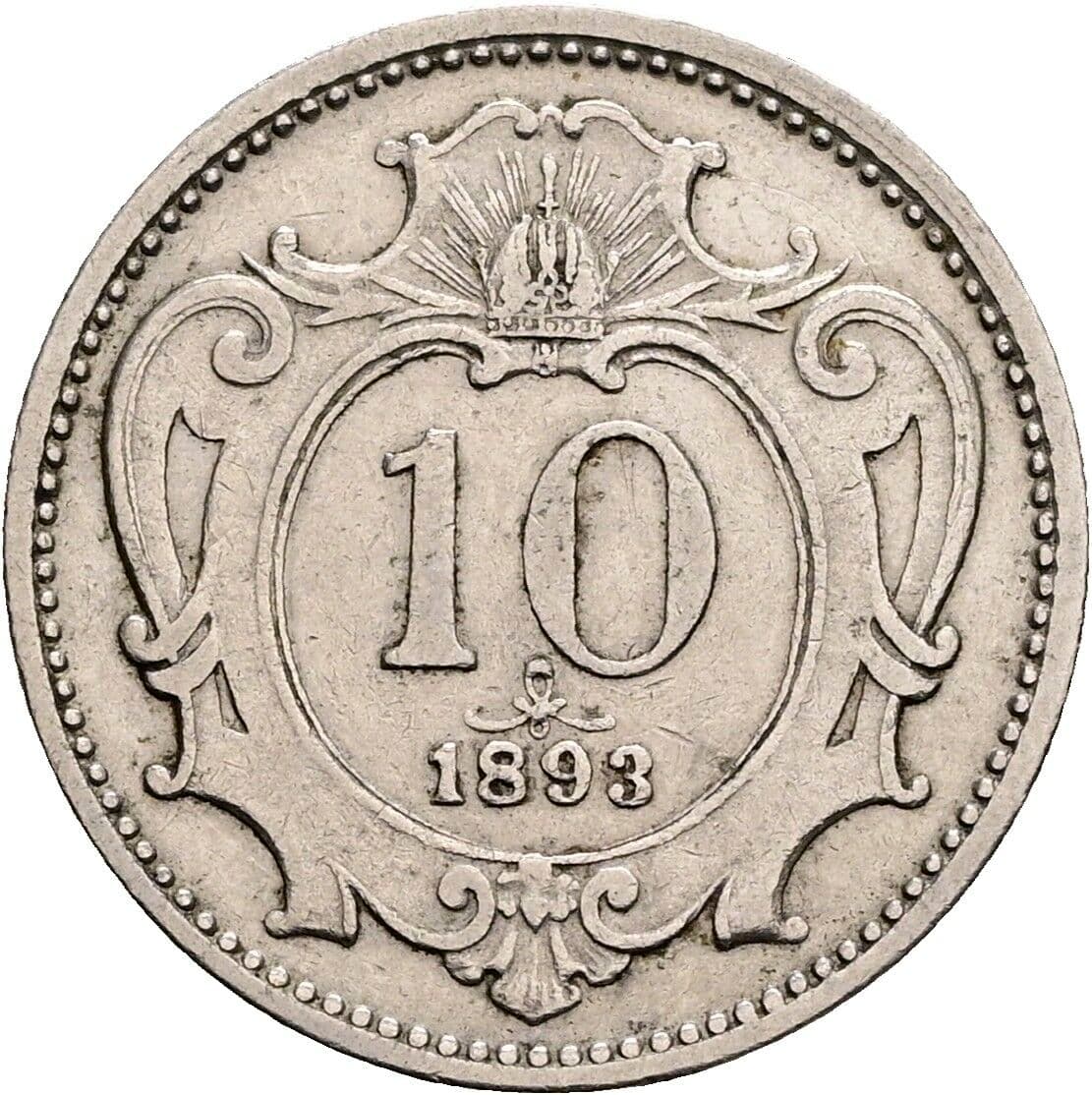 10 Heller Franz Joseph I. 1848-1916 1893 – Vorderseite