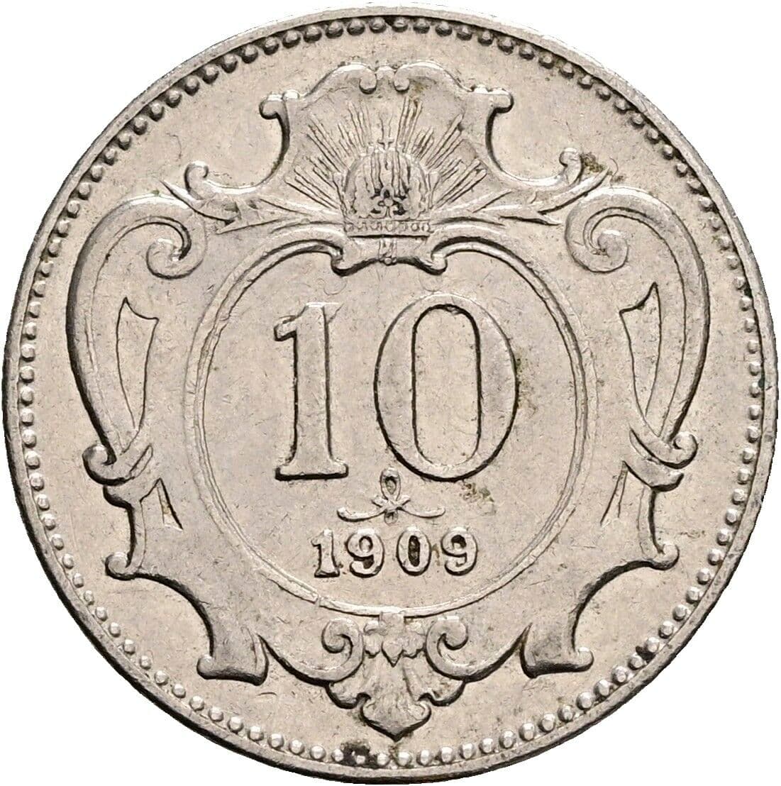 10 Heller Franz Joseph I. 1848-1916 1909 – Vorderseite