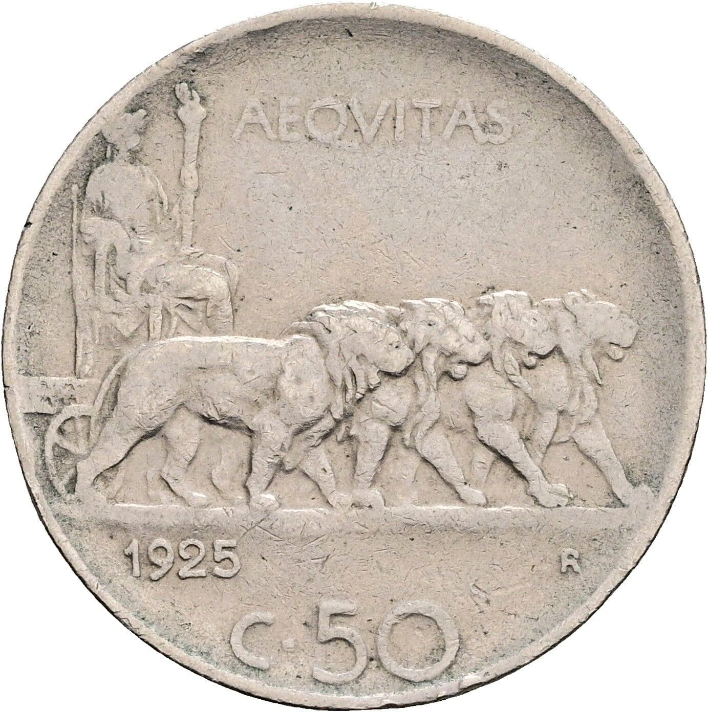 50 Centesimi Vittorio Emanuele III. 1900-1946 1925 – Rückseite
