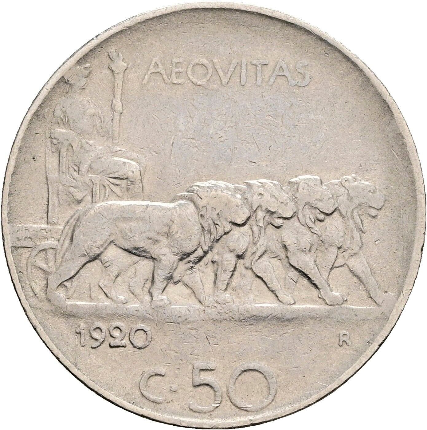 50 Centesimi Vittorio Emanuele III. 1900-1946 1920 – Rückseite