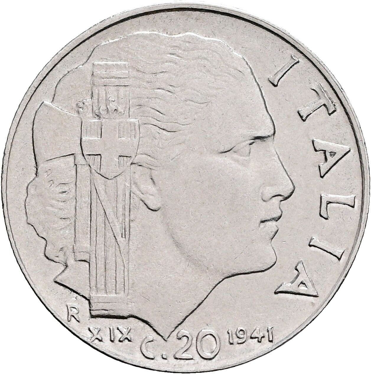 20 Centesimi Vittorio Emanuele III. 1900-1946 1941 – Rückseite