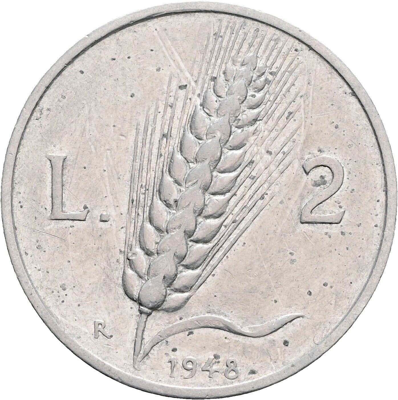 2 Lire 1948 – Rückseite
